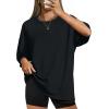 image:imageWIHOLL Oversized Tshirts for Women Summer Crew Neck Short Sleeve Graphic Tees Casual Loose Fit Workout Tops 2026Black