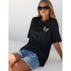 image:imageWIHOLL Oversized Tshirts for Women Summer Crew Neck Short Sleeve Graphic Tees Casual Loose Fit Workout Tops 2026Butterfly Print Black