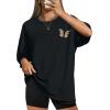 image:imageWIHOLL Oversized Tshirts for Women Summer Crew Neck Short Sleeve Graphic Tees Casual Loose Fit Workout Tops 2026Butterfly Print Black