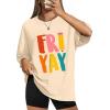 image:imageWIHOLL Oversized Tshirts for Women Summer Crew Neck Short Sleeve Graphic Tees Casual Loose Fit Workout Tops 2026Color Letters Print
