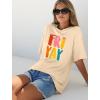 image:imageWIHOLL Oversized Tshirts for Women Summer Crew Neck Short Sleeve Graphic Tees Casual Loose Fit Workout Tops 2026Color Letters Print