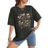 image:imageWIHOLL Oversized Tshirts for Women Summer Crew Neck Short Sleeve Graphic Tees Casual Loose Fit Workout Tops 2026Flower Print Black