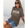 image:imageWIHOLL Oversized Tshirts for Women Summer Crew Neck Short Sleeve Graphic Tees Casual Loose Fit Workout Tops 2026Letters Flower Khaki