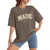 image:imageWIHOLL Oversized Tshirts for Women Summer Crew Neck Short Sleeve Graphic Tees Casual Loose Fit Workout Tops 2026Letters Flower Khaki