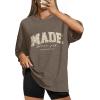 image:imageWIHOLL Oversized Tshirts for Women Summer Crew Neck Short Sleeve Graphic Tees Casual Loose Fit Workout Tops 2026Letters Flower Khaki