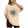 image:imageWIHOLL Oversized Tshirts for Women Summer Crew Neck Short Sleeve Graphic Tees Casual Loose Fit Workout Tops 2026Sunflower Print Khaki