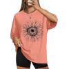 image:imageWIHOLL Oversized Tshirts for Women Summer Crew Neck Short Sleeve Graphic Tees Casual Loose Fit Workout Tops 2026Sunflower Print Pink
