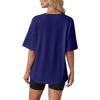 image:imageWIHOLL Oversized Tshirts for Women Summer Crew Neck Short Sleeve Graphic Tees Casual Loose Fit Workout Tops 2026Yellow Letters Dark Blue