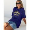 image:imageWIHOLL Oversized Tshirts for Women Summer Crew Neck Short Sleeve Graphic Tees Casual Loose Fit Workout Tops 2026Yellow Letters Dark Blue