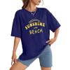 image:imageWIHOLL Oversized Tshirts for Women Summer Crew Neck Short Sleeve Graphic Tees Casual Loose Fit Workout Tops 2026Yellow Letters Dark Blue