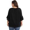 image:imageWIHOLL Plus Size Tops for Women 34 Length Sleeve Blouses Dressy Casual Tshirts Shirts Fahion Summer OutfitsBlack