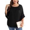 image:imageWIHOLL Plus Size Tops for Women 34 Length Sleeve Blouses Dressy Casual Tshirts Shirts Fahion Summer OutfitsBlack