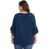 image:imageWIHOLL Plus Size Tops for Women 34 Length Sleeve Blouses Dressy Casual Tshirts Shirts Fahion Summer OutfitsBlue