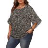 image:imageWIHOLL Plus Size Tops for Women 34 Length Sleeve Blouses Dressy Casual Tshirts Shirts Fahion Summer OutfitsFloral 01