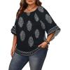image:imageWIHOLL Plus Size Tops for Women 34 Length Sleeve Blouses Dressy Casual Tshirts Shirts Fahion Summer OutfitsFloral 02