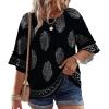 image:imageWIHOLL Plus Size Tops for Women 34 Length Sleeve Blouses Dressy Casual Tshirts Shirts Fahion Summer OutfitsFloral 02