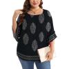 image:imageWIHOLL Plus Size Tops for Women 34 Length Sleeve Blouses Dressy Casual Tshirts Shirts Fahion Summer OutfitsFloral 02