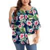 image:imageWIHOLL Plus Size Tops for Women 34 Length Sleeve Blouses Dressy Casual Tshirts Shirts Fahion Summer OutfitsFloral 03