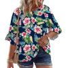 image:imageWIHOLL Plus Size Tops for Women 34 Length Sleeve Blouses Dressy Casual Tshirts Shirts Fahion Summer OutfitsFloral 03