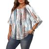 image:imageWIHOLL Plus Size Tops for Women 34 Length Sleeve Blouses Dressy Casual Tshirts Shirts Fahion Summer OutfitsFloral 04