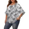 image:imageWIHOLL Plus Size Tops for Women 34 Length Sleeve Blouses Dressy Casual Tshirts Shirts Fahion Summer OutfitsFloral 05