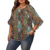 image:imageWIHOLL Plus Size Tops for Women 34 Length Sleeve Blouses Dressy Casual Tshirts Shirts Fahion Summer OutfitsFloral 06