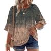image:imageWIHOLL Plus Size Tops for Women 34 Length Sleeve Blouses Dressy Casual Tshirts Shirts Fahion Summer OutfitsFloral 07