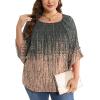 image:imageWIHOLL Plus Size Tops for Women 34 Length Sleeve Blouses Dressy Casual Tshirts Shirts Fahion Summer OutfitsFloral 07