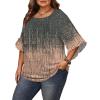 image:imageWIHOLL Plus Size Tops for Women 34 Length Sleeve Blouses Dressy Casual Tshirts Shirts Fahion Summer OutfitsFloral 07