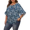 image:imageWIHOLL Plus Size Tops for Women 34 Length Sleeve Blouses Dressy Casual Tshirts Shirts Fahion Summer OutfitsFloral 08