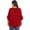 image:imageWIHOLL Plus Size Tops for Women 34 Length Sleeve Blouses Dressy Casual Tshirts Shirts Fahion Summer OutfitsRed