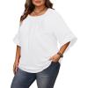 image:imageWIHOLL Plus Size Tops for Women 34 Length Sleeve Blouses Dressy Casual Tshirts Shirts Fahion Summer OutfitsWhite