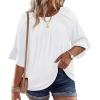 image:imageWIHOLL Plus Size Tops for Women 34 Length Sleeve Blouses Dressy Casual Tshirts Shirts Fahion Summer OutfitsWhite