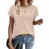image:imageWIHOLL Short Sleeve Sweater for Women Summer Tops Crew Neck Fashion Clothing Tshirts Shirts Travel Outfits Dressy CasualBeige