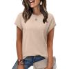 image:imageWIHOLL Short Sleeve Sweater for Women Summer Tops Crew Neck Fashion Clothing Tshirts Shirts Travel Outfits Dressy CasualBeige