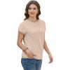 image:imageWIHOLL Short Sleeve Sweater for Women Summer Tops Crew Neck Fashion Clothing Tshirts Shirts Travel Outfits Dressy CasualBeige