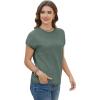 image:imageWIHOLL Short Sleeve Sweater for Women Summer Tops Crew Neck Fashion Clothing Tshirts Shirts Travel Outfits Dressy CasualDark Green
