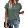 image:imageWIHOLL Short Sleeve Sweater for Women Summer Tops Crew Neck Fashion Clothing Tshirts Shirts Travel Outfits Dressy CasualDark Green