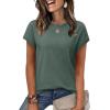 image:imageWIHOLL Short Sleeve Sweater for Women Summer Tops Crew Neck Fashion Clothing Tshirts Shirts Travel Outfits Dressy CasualDark Green