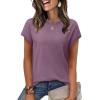 image:imageWIHOLL Short Sleeve Sweater for Women Summer Tops Crew Neck Fashion Clothing Tshirts Shirts Travel Outfits Dressy CasualGrey Purple