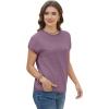 image:imageWIHOLL Short Sleeve Sweater for Women Summer Tops Crew Neck Fashion Clothing Tshirts Shirts Travel Outfits Dressy CasualGrey Purple