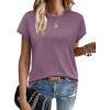 image:imageWIHOLL Short Sleeve Sweater for Women Summer Tops Crew Neck Fashion Clothing Tshirts Shirts Travel Outfits Dressy CasualGrey Purple