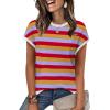 image:imageWIHOLL Short Sleeve Sweater for Women Summer Tops Crew Neck Fashion Clothing Tshirts Shirts Travel Outfits Dressy CasualStriped 01