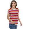 image:imageWIHOLL Short Sleeve Sweater for Women Summer Tops Crew Neck Fashion Clothing Tshirts Shirts Travel Outfits Dressy CasualStriped 01