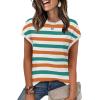 image:imageWIHOLL Short Sleeve Sweater for Women Summer Tops Crew Neck Fashion Clothing Tshirts Shirts Travel Outfits Dressy CasualStriped 02