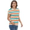 image:imageWIHOLL Short Sleeve Sweater for Women Summer Tops Crew Neck Fashion Clothing Tshirts Shirts Travel Outfits Dressy CasualStriped 02