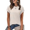 image:imageWIHOLL Short Sleeve Sweater for Women Summer Tops Crew Neck Fashion Clothing Tshirts Shirts Travel Outfits Dressy CasualStriped 03
