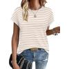 image:imageWIHOLL Short Sleeve Sweater for Women Summer Tops Crew Neck Fashion Clothing Tshirts Shirts Travel Outfits Dressy CasualStriped 03