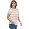 image:imageWIHOLL Short Sleeve Sweater for Women Summer Tops Crew Neck Fashion Clothing Tshirts Shirts Travel Outfits Dressy CasualStriped 03