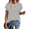 image:imageWIHOLL Short Sleeve Sweater for Women Summer Tops Crew Neck Fashion Clothing Tshirts Shirts Travel Outfits Dressy CasualStriped 04